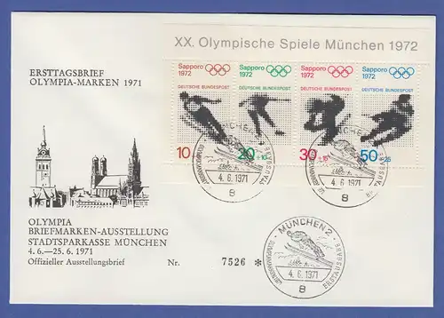 Bundesrepublik 1971 Olympische Spiele Sapporo Block 6 auf FDC mit O MÜNCHEN