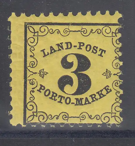 Altdeutschland Baden Portomarke 3 Kr. dickeres Papier Mi.-Nr. 3y postfrisch **