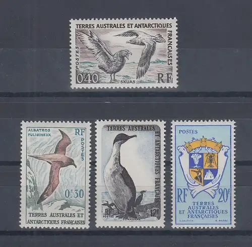 Französische Antarktis 1959 Vögel Satz 4 Werte Mi.-Nr. 14-17 kpl. ** 