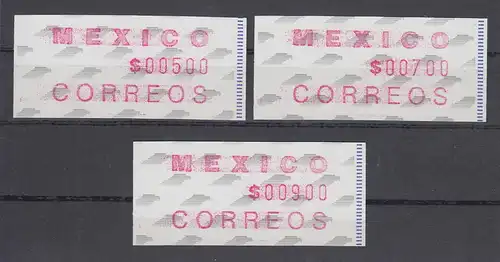 Mexiko 1992 Frama-ATM Mi.-Nr. 4 Satz 3 Werte 500-700-900 **