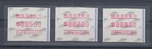 Mexiko 1992 Frama-ATM Mi.-Nr. 3 Satz 3 Werte 500-700-900 **