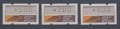 Mexiko 1990 Klüssendorf-ATM Mi.-Nr. 1x  Satz 3 Werte 500-700-900 **