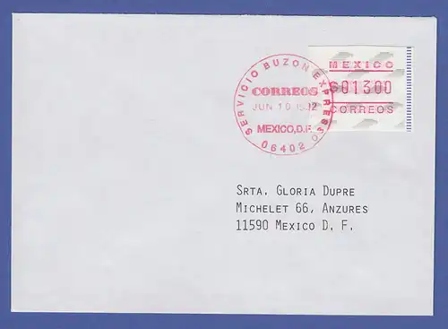 Mexiko 1992 Frama-ATM Mi.-Nr. 3 Wert 1300 auf Inlands-FDC mit rotem Stempel