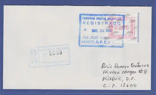 Mexiko 1994 Frama-ATM Mi.-Nr. 5 Wert 290 auf Inlands-R-Brief