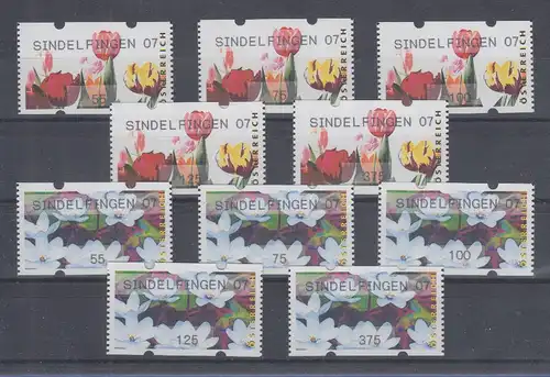 Österreich Sielaff-ATM Mi.-Nr. 6 und 7 SINDELFINGEN 07, je Satz 5 Werte **