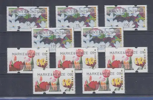 Österreich Sielaff-ATM Mi.-Nr. 6 und 7 MARKE & MÜNZE 09, je Satz 5 Werte **