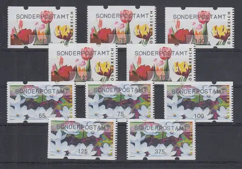 Österreich Sielaff-ATM Mi.-Nr. 6 und 7 SONDERPOSTAMT, je Satz 5 Werte **