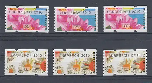 Österreich ATM Blumen Mi.-Nr. 16 und 17 LONSPERCH 2010, 55-75-100 **