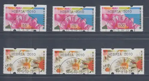 Österreich ATM Blumen Mi.-Nr. 16 und 17 HIBRIA 2010, 55-75-100 O