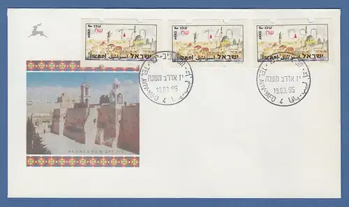 Israel Touristik ATM Akko Mi.-Nr. 8.2y Satz 90-140-170 auf FDC 19.03.95 