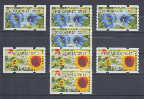 Österreich ATM Blumen Mi.-Nr. 20 und 21 PINKABRIA 2011, je Satz 62-90-145-290 **