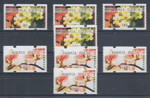 Österreich ATM Blumen Mi.-Nr. 24 und 25 HIBRIA 2012, 62-90-145-290 **