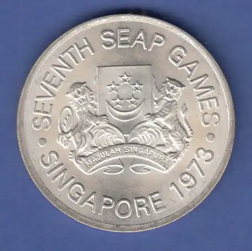 Singapur 1973 Silbermünze 5 Dollars Sevent Seap Games Nationalstadion  st