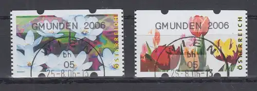 Österreich Sielaff-ATM Blumen Mi.-Nr. 6-7 GMUNDEN 2006 je Kleinwert 05 O