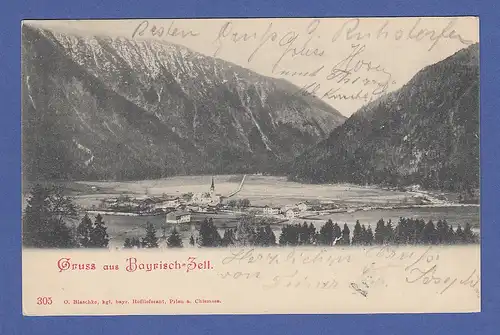 AK Gruss Bayrisch-Zell mit Bergen, gelaufen 1901
