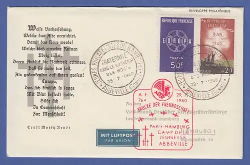 Frankreich 1960 Brief mit Sonder-O Jeunes philatelistes de Hambourg Abbeville