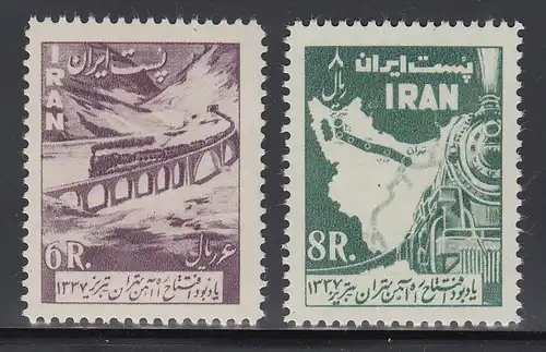 Persien / Iran 1958 Eisenbahnlinie Teheran-Täbris , Mi.-Nr. 1026-27 ** 