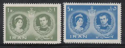 Persien / Iran 1960 Hochzeit Schah Pahlavi mit Farah Diba, Mi.-Nr. 1085-86 ** 