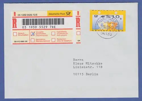 Deutschland ATM Mi.-Nr. 3.2 Wert 510 verschnitten OGL auf R-Bf. von Halle -> BER