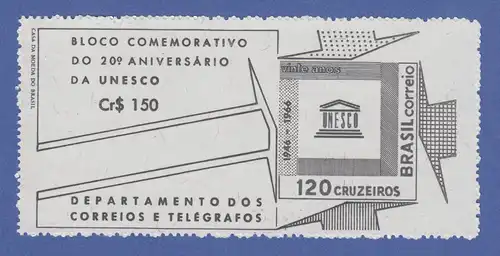 Brasilien 1966 Block 17 ** 20 Jahre UNESCO  /  Brasil RHM Bloco B-19 
