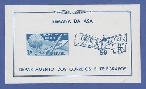 Brasilien 1967 Block 21 ** Flugwoche  /  Brasil RHM Bloco B-23