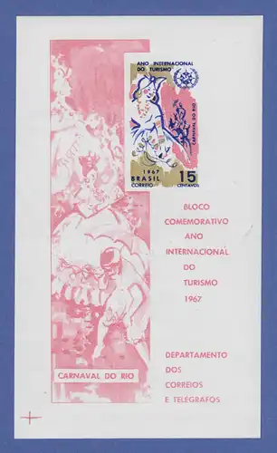 Brasilien 1967 Block 22 ** Tourismus Karneval Rio  /  Brasil RHM Bloco B-24