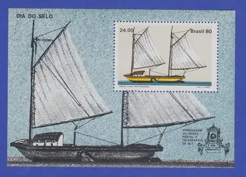 Brasilien 1980 Block 43 ** Tag der Briefmarke Segelboot  / Brasil RHM Bloco B-45