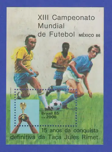 Brasilien 1985 Block 68 ** Fussball WM 1986 Mexiko  / Brasil RHM Bloco B-70