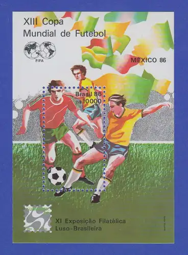 Brasilien 1986 Block 69 ** Fussball WM 1986 Mexiko  / Brasil RHM Bloco B-71