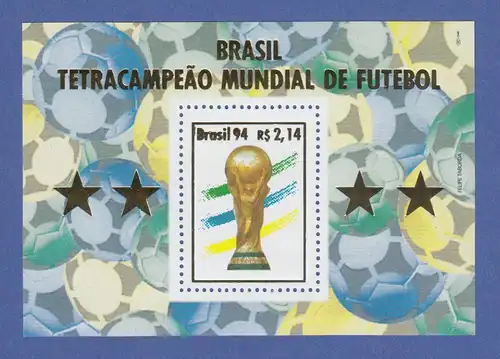 Brasilien 1994 Block 96 ** Gewinn Fussball-WM USA  /  Brasil RHM Bloco B-98