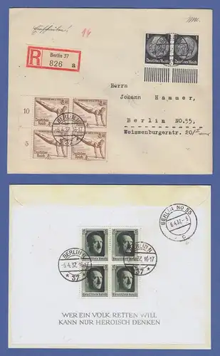 Dt. Reich Hitler-Block Mi.-Nr. Block 7 rückseitig auf portoger. R-FDC 5.4.37