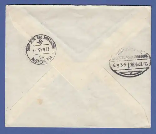 Dt. Reich Arbeitsdienst Mi.-Nr. 850-53 auf portoger. R-FDC München 26.6.43