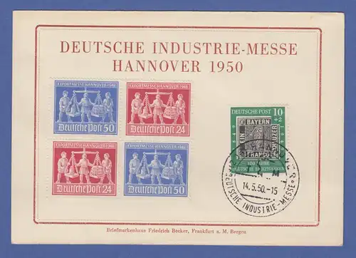 Bund 1949 Mi.-Nr. 113  auf Sonderkarte mit So-O Hannover Messe 14.5.50