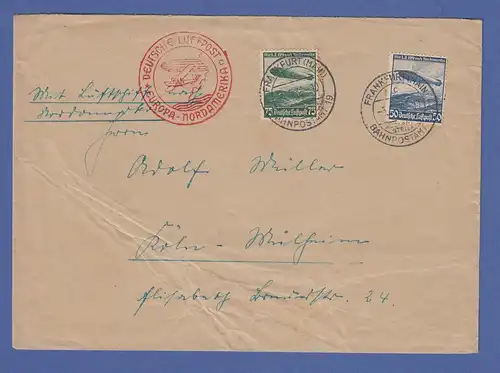 Zeppelin LZ 129 1. Nordamerikafahrt  9.5.1936 Brief gelaufen nach Berlin