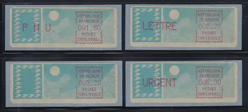 Frankreich ATM C001.01021, Papier Taube, lilarot, runde Ecken, Satz 6.Tarif