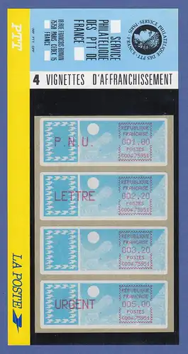 Frankreich ATM C004.75951, Papier Taube, lilarot, spitze Ecken, VS-Satz 6.Tarif