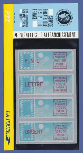 Frankreich ATM C034.34001, Papier Taube, lilarot, runde Ecken, VS-Satz 6.Tarif