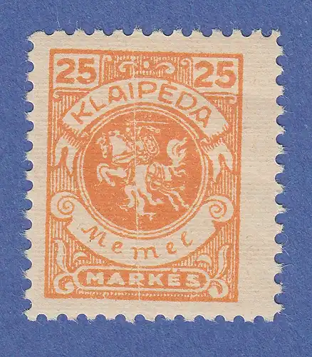 Memelgebiet  Mi.-Nr. 143 ** mit auffäligem vertikalem Druckausfall. ANSEHEN ! 