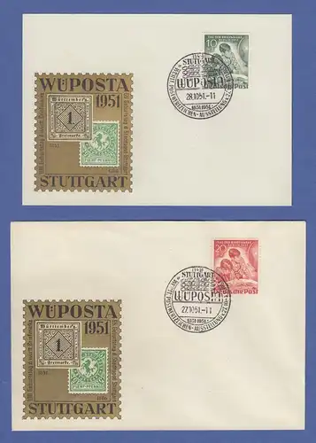 Berlin Tag der Briefmarke 1951 Mi.-Nr. 80-81 Satz auf 2 Sonder-O Belegen WÜPOSTA