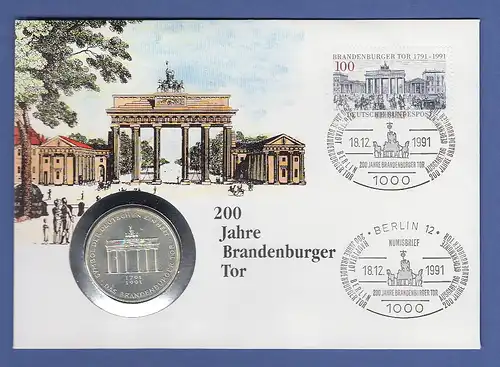 Numisbrief mit 10 DM Gedenkmünze 200 J. Brandenburger Tor und Bund Mi.-Nr. 1492