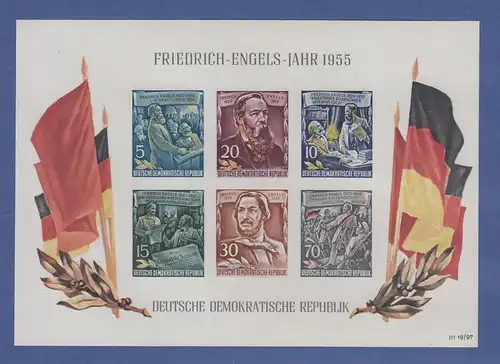 DDR 1955, Blockausgabe Friedrich Engels, Mi.-Nr. Block 13 postfrisch **