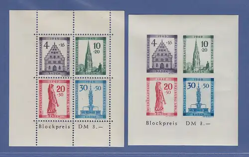 Französische Zone Baden Block 1 A und B ** mit Besonderheiten !  