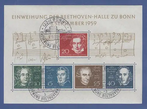 Bundesrepublik 1959, Beethovenblock,  Mi.-Nr. Block 2 mit Ersttags-Sonderstempel