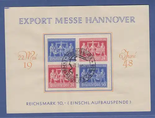 Alliierte Besetzung Hannover-Messe Mi.-Nr. 969-70 Viererblock mit ET-O auf Karte