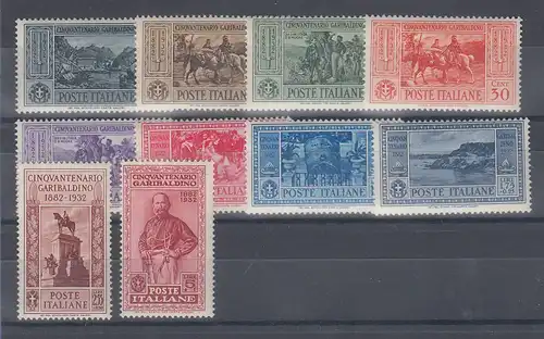 Italien 1932 Giuseppe Garibaldi,  Mi.-Nr. 391-400 Satz ** (ohne Flugpostmarken)