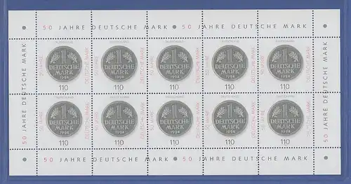 Zehnerbogen ** 1998 Mi.-Nr. 1996  50 Jahre Deutsche Mark