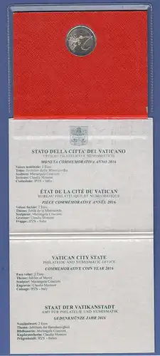 Vatikan 2 Euro Gedenkmünze 2016  Misericordia / Barmherzigkeit im orig. Folder