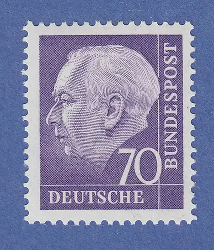 Bundesrepublik: Heuss 70 Pfg violett Mi.-Nr. 263 Rollenmarke mit Zählnummer **
