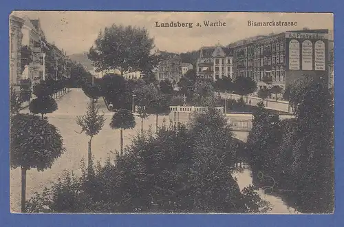 AK Landsberg an der Warthe , Bismarckstraße , gelaufen 1921