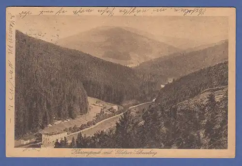 AK Schlesien Klessengrund mit Glatzer Schneeberg,  gelaufen 1924